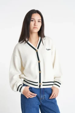ACES KNIT CARDIGAN CHALK/EMERALD