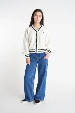 ACES KNIT CARDIGAN CHALK/EMERALD