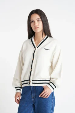 ACES KNIT CARDIGAN CHALK/EMERALD