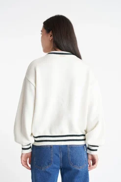 ACES KNIT CARDIGAN CHALK/EMERALD