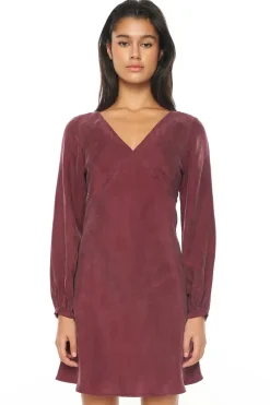 ALIX LS SHIFT MINIDRESS DARK CHERRY