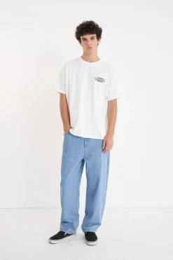 BLOCK DENIM EMB PANT/ALTA BLUE WASH