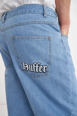 BLOCK DENIM EMB PANT/OLDE BLUE WASH