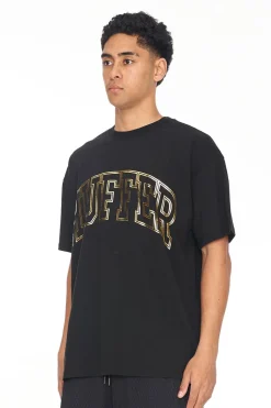 BLOCK TEE 220/OUTLINED BLACK/GOLD