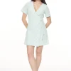 CATALINA WRAP MINI DRESS MINT/CHALK