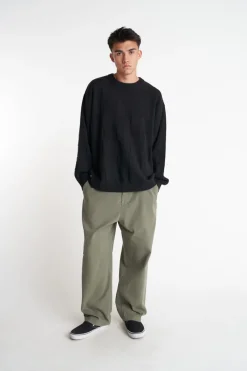 CHECK KNIT CREW BLACK
