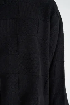 CHECK KNIT CREW BLACK