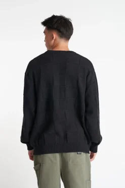 CHECK KNIT CREW BLACK