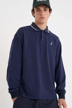 CHECK LS POLO NAVY