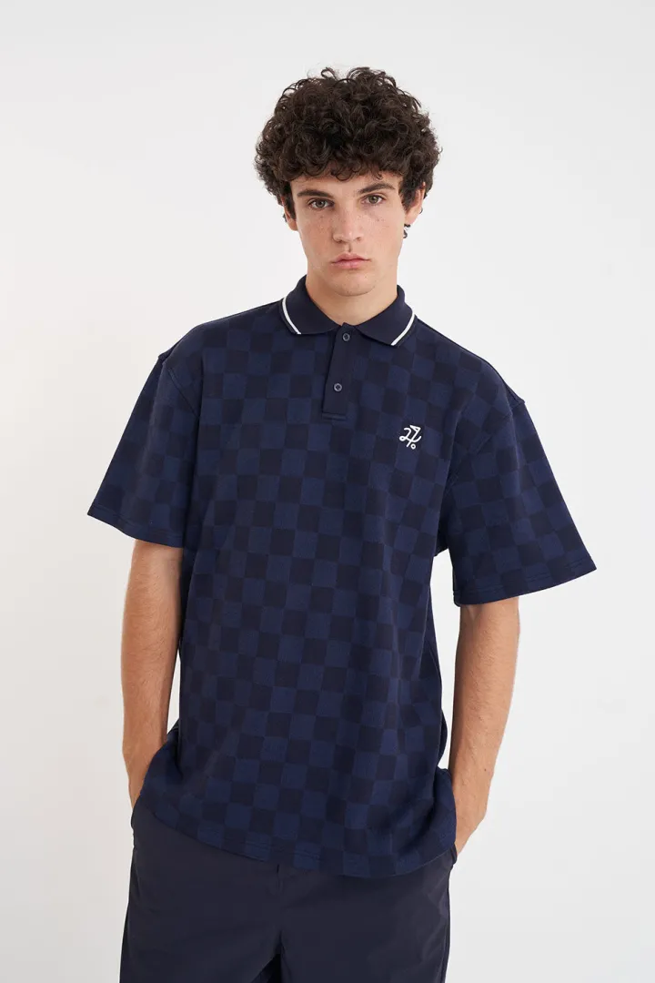 CHECK SS POLO NAVY