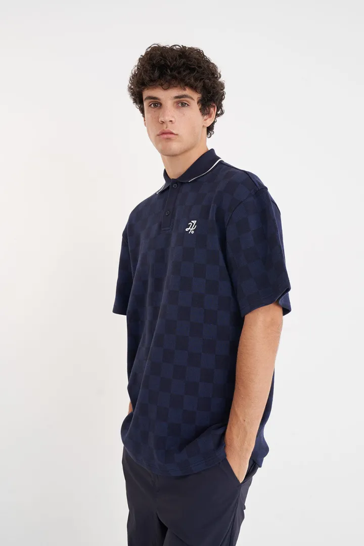 CHECK SS POLO NAVY