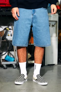 DENIM BOX SHORT MID WASH