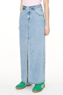DENIM RIDER MAXI SKIRT LIGHT WASH