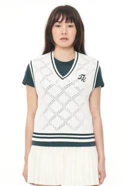 DIAMOND CROP VEST CHALK