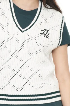 DIAMOND CROP VEST CHALK