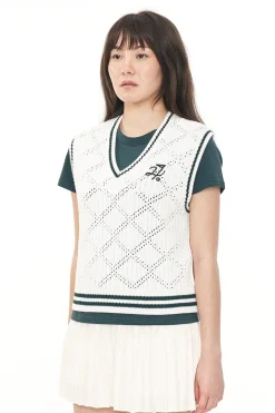 DIAMOND CROP VEST CHALK