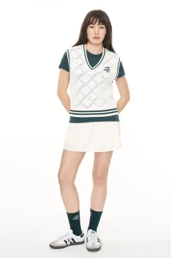 DIAMOND CROP VEST CHALK