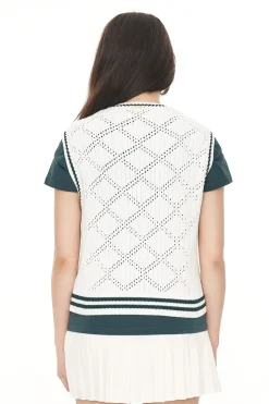 DIAMOND CROP VEST CHALK