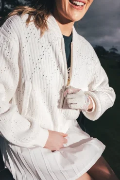 DIAMOND KNIT BOMBER CHALK