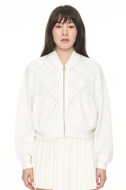 DIAMOND KNIT BOMBER CHALK