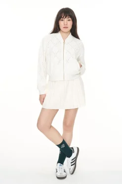 DIAMOND KNIT BOMBER CHALK