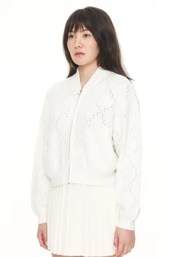 DIAMOND KNIT BOMBER CHALK