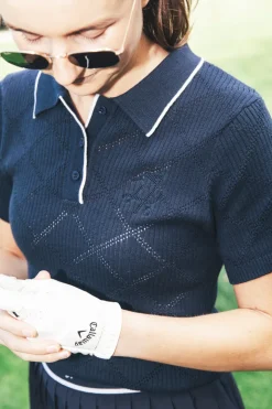 DIAMOND KNIT POLO NAVY