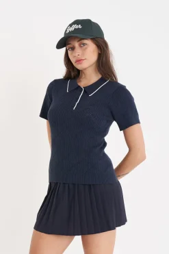 DIAMOND KNIT POLO NAVY