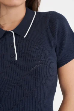 DIAMOND KNIT POLO NAVY