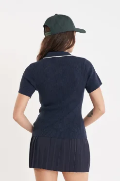 DIAMOND KNIT POLO NAVY