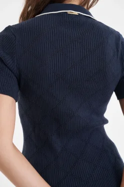 DIAMOND KNIT POLO NAVY