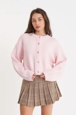 ELLE CROP CARDIGAN PALE ROSE