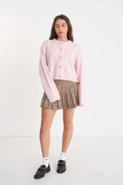 ELLE CROP CARDIGAN PALE ROSE
