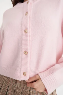 ELLE CROP CARDIGAN PALE ROSE