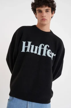 FLEET INTARSIA KNIT CREW BLACK