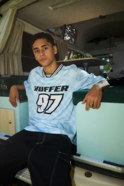 FOOTBALL TEE/UNCHECK Y2K BLUE