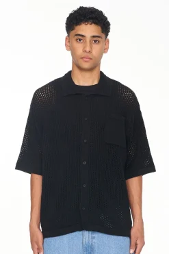 GAUGE KNIT SHIRT BLACK