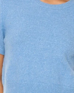KENZIE CROP KNIT TEE SKY BLUE