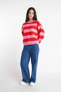 KENZIE KNIT CREW BON BON/CHERRY