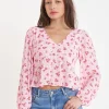 LA ROSA CLEO LS TOP BLUSH FLORAL