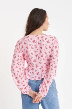 LA ROSA CLEO LS TOP BLUSH FLORAL