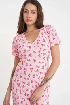 LA ROSA CLEO MIDI DRESS BLUSH FLORAL