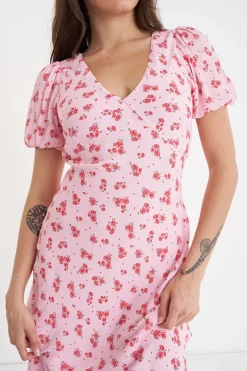 LA ROSA CLEO MIDI DRESS BLUSH FLORAL