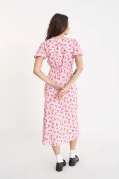 LA ROSA CLEO MIDI DRESS BLUSH FLORAL