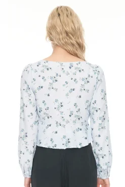 LALISA CLEO LS TOP BLUE FLORAL