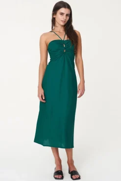 LIN-IN HALTER MAXI DRESS JEWEL GREEN