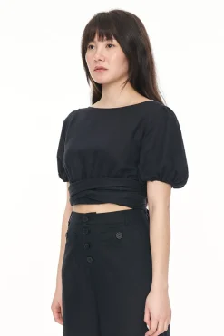 LIN-IN WRAP TOP BLACK