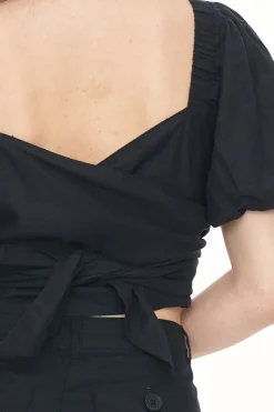 LIN-IN WRAP TOP BLACK