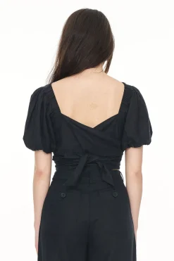 LIN-IN WRAP TOP BLACK