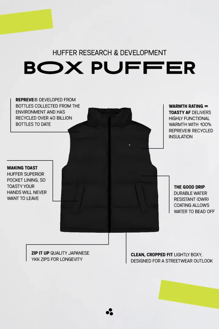 MENS BOX PUFFER VEST BLACK